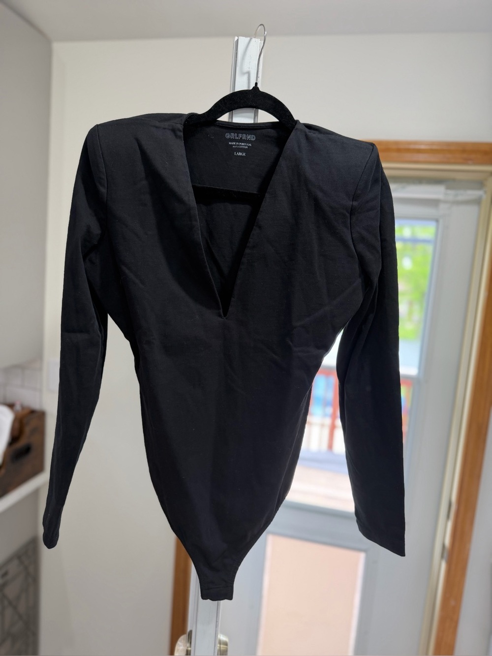 GRLFRND Black V-Neck Long-Sleeve Bodysuit